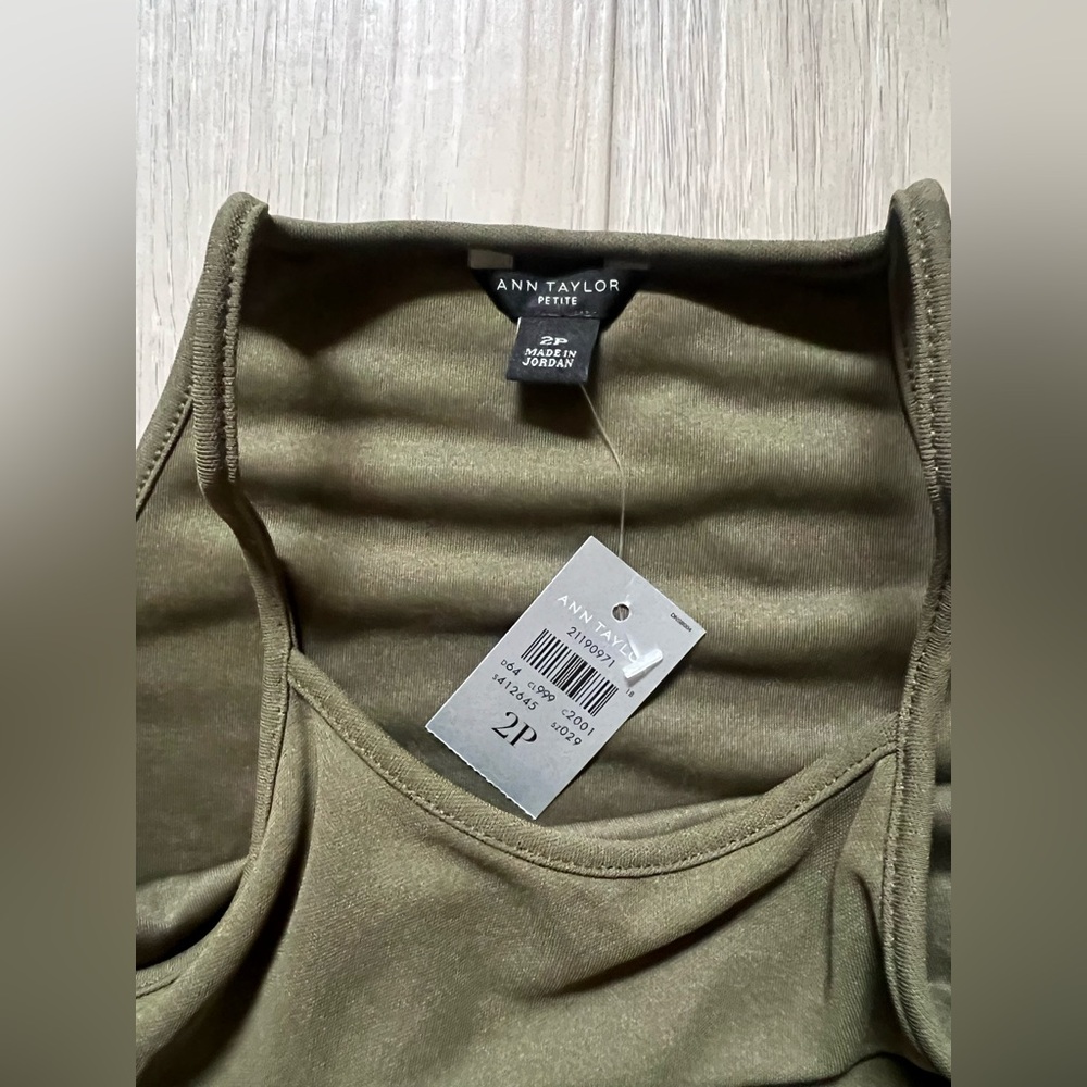 (NWT) Ann Taylor Olive Jersey Midi Dress, 2p - Picture 3 of 5